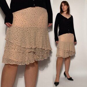 SUSAN BRISTOL Silk Layered BUNNY Polka Dot Skirt -- Size 12